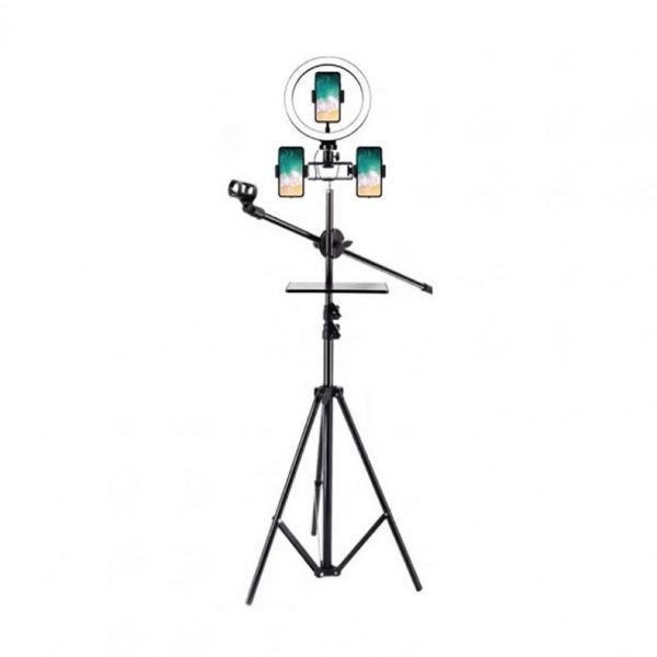Tripod Stand and Ring Light Round Stand for Live Broadcasting and Professional Photography Adjustable 360 ​​Degree Rotation with 3 Mobile Stands and Mic - UN-700