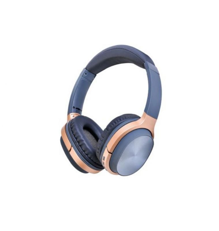 chftjh (3) HZ-BT830 Wireless Bluetooth Headset - Microphone - FM Radio - Memory Card Slot - Foldable Compatible with mobile and computer - Gray & Gold - Image 1