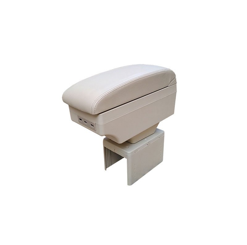 cfghftght (8) Car Console & Leather armrest two levels for storing things and 4 USB ports & Cup Holder , background, different levels of hand rest while driving, for all cars - CON-03 - Beige - Image 1