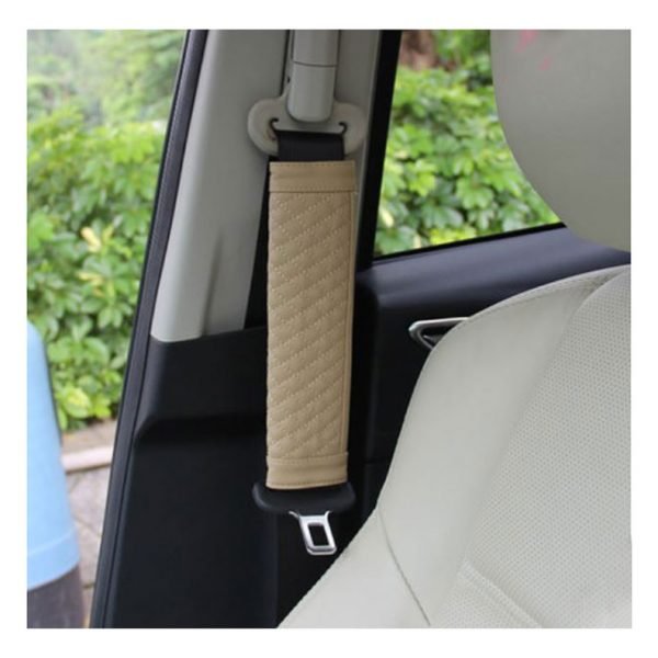 Leather car seat belt pouch suitable for all types of cars - RS01 - Beige