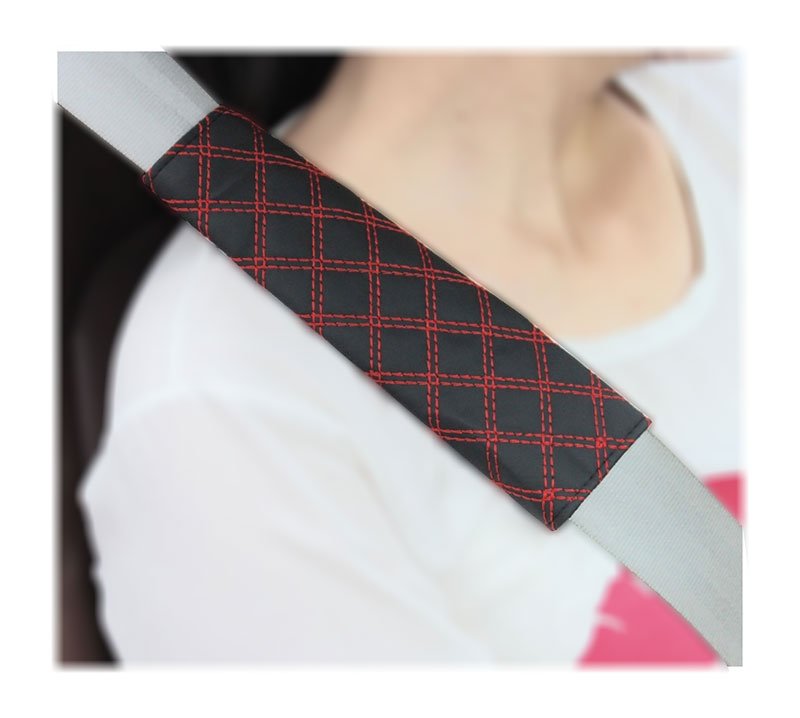 cjfhftgvcjh (1) Decorative car seat belt pouch suitable for all Cars - AW-11 - Black & Red - Image 1
