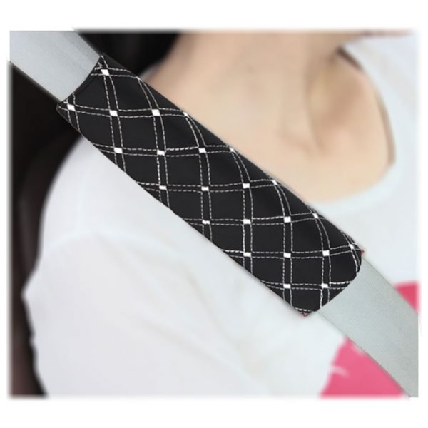 Decorative car seat belt pouch suitable for all Cars - AW-11 - Black & White
