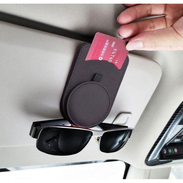 Car holder For Glasses & license & cards installed in the car sunshade -538 - Dark Browen Color