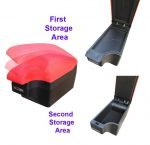 Car Console & Leather armrest two levels for storing things and 4 USB ports & Cup Holder , background, different levels of hand rest while driving, for all cars - CON-02 - Black & Red - Image 4