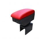 Car Console & Leather armrest two levels for storing things and 4 USB ports & Cup Holder , background, different levels of hand rest while driving, for all cars - CON-03 - Black & Red