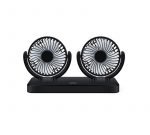 Car fan with child-safe design, double head, 360-degree rotation, powerful and quiet, works on car lighter - 3R-3009