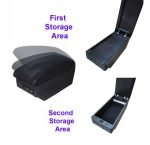 Car Console & Leather armrest two levels for storing things and 4 USB ports & Cup Holder , background, different levels of hand rest while driving, for all cars - CON-03 - Black - Image 2