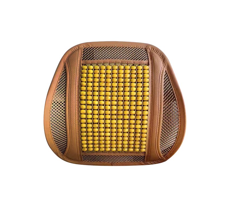 Yellow-X-Kaki Comfortable and elegantly embroidered wood medical back 42X41 cm for a car, home or office chair - C-WR02 - Yellow & Kaki - Image 1