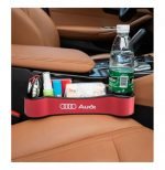 Car Seat Side Organizer and Cup Holder Multifunctional 2 Piece for Audi- CSB - Red