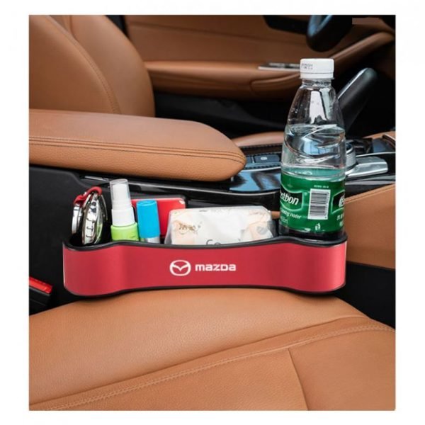Car Seat Side Organizer and Cup Holder Multifunctional 2 Piece for Mazda - CSB - Red