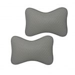 Car Leather Head and Neck Support Set of 2 Pieces - AM-06 - Gray