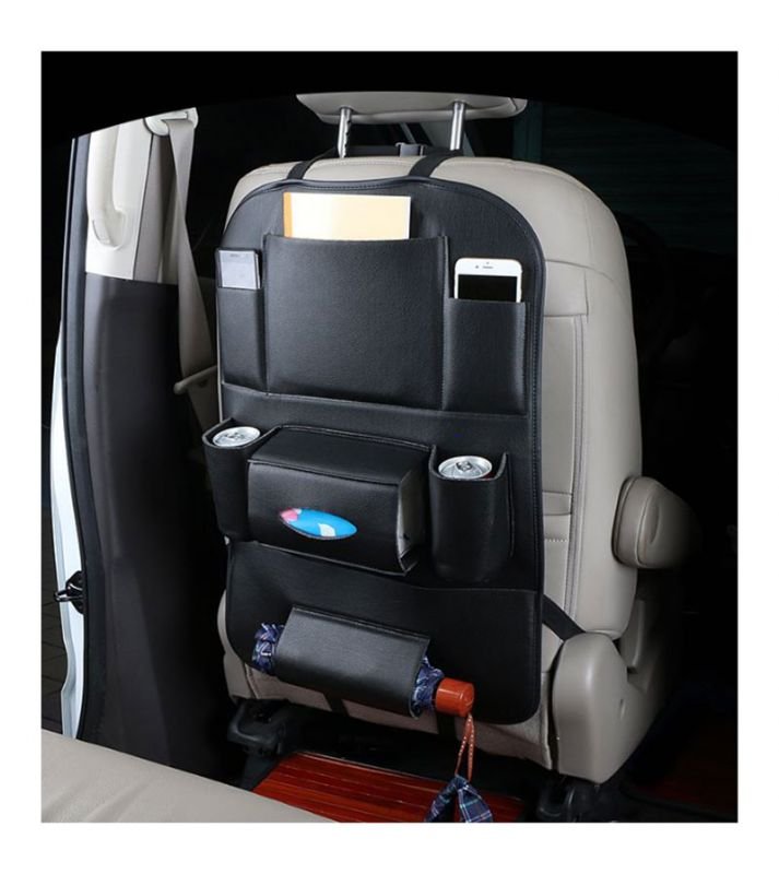 fgvjfgvy (3) Car Seat Back Storage Organizer Bag Faux Leather Multifunction Organizer Holder Travel Accessories - SCS300 - Black - Image 1