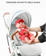 Baby Stroller Easily foldable baby stroller with four wheel wide base - LZD A8188 - Green x Gray - Image 5