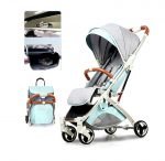 Baby Stroller Easily foldable baby stroller with four wheel wide base - LZD A8188 - Green x Gray - Image 8