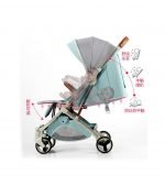 Baby Stroller Easily foldable baby stroller with four wheel wide base - LZD A8188 - Green x Gray - Image 3