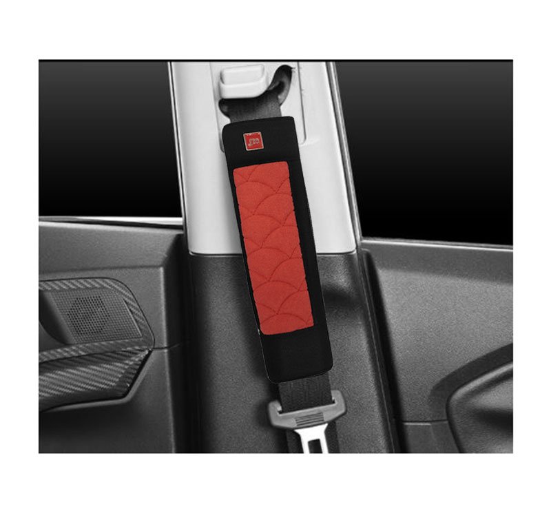 hvcjmgh Car seat belt pouch 2 Piece for all Cars- SP10 - Black & Red - Image 1