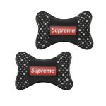 Car Leather Head and Neck Support Set of 2 Pieces - CFSJ-0 - Supreme Black
