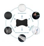 Car Leather Head and Neck Support Set of 2 Pieces - AM-06 - Black - Image 6