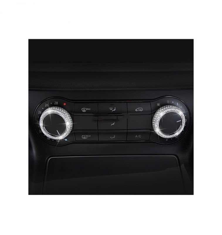Hc7ea67016268434a98707c30e4ac62ecs Cover Air conditioning control button For Mercedes GLA 2016-2019 ( 2 Pieces ) / Silver Color - Image 1