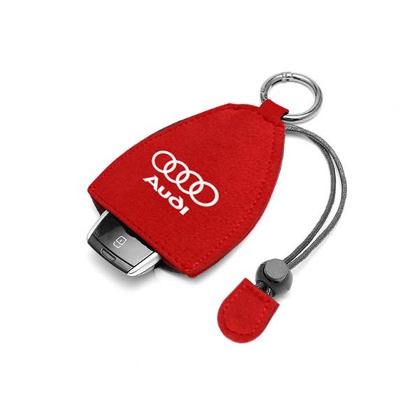 Keychain for remote control and car keys of fabric for Audi cars - PM200 - Red