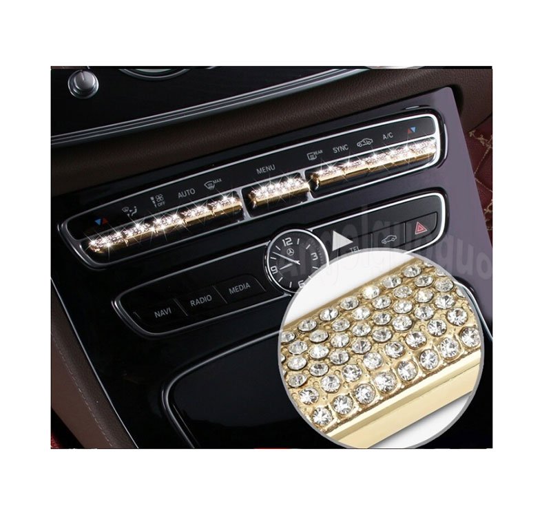 جولد Air conditioning control buttons cover For Mercedes New E Class 2016-2019 ( 11 Pieces ) / Gold Color - Image 1