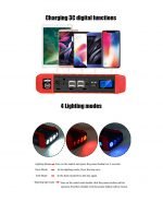 Power Bank Multi-use 99800 mAh  with car air blower featuring 4 USB ports for charging devices / Black X Red color - Image 9