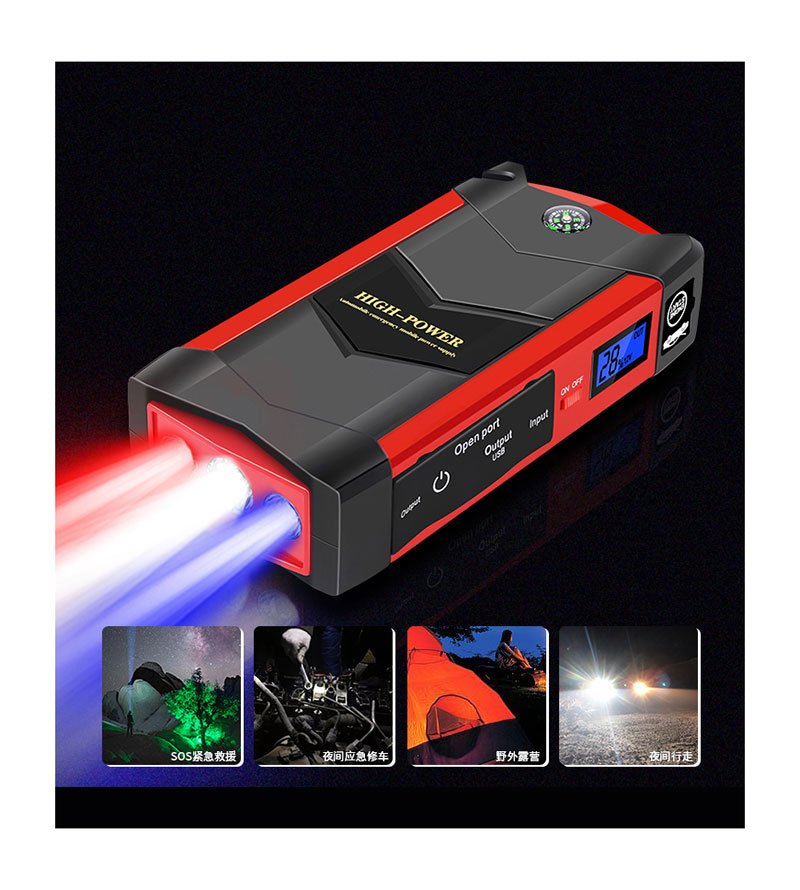 O1CN013qyFnt23c02QAl6gG_!!2357857275 Power Bank 82800 mAh Multi-use with car air blower featuring 4 USB outputs for charging devices / Black X Red color JX19-TM19 - Image 1