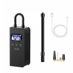 Air pump with flashlight - for car tires, bicycles, balls and floating collars  - Bj-0012 / Black Color
