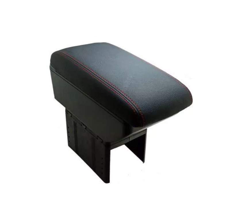 WeChat-Screenshot_20220905134359 Leather console with a car armrest with two levels for the palm of the hand while driving and for storing things. It contains five USB outlets, suitable for all cars / model CON-05 - Black X Red Line Color - Image 1