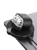 Wireless Charging Headset Smart Case Cover For Apple AirPods - Black Color - Image 2
