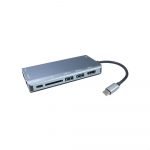 converter  USB 3.0 TYPE C TO HDMI/VGA/TYPE C/LAN/2*USB 3.0/AUDIO/SD (8 IN1 ) Gray Color