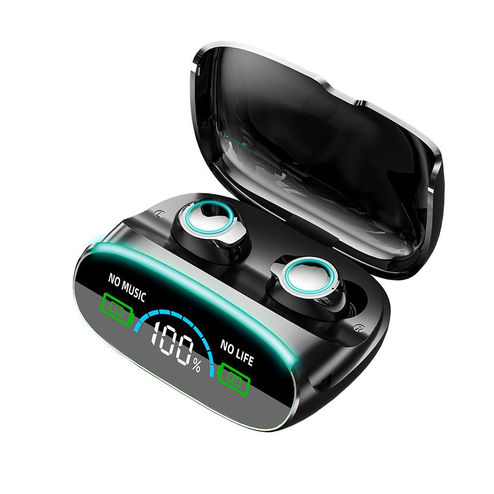 313a0381-4563-4195-acec-b5acb81b81f0.1521216ee8de930032949b6c42f8f5ad Sport Air-pods , touch screen, water resistant, LED screen, internal power bank, and digital indicator - V5.2 / Model M38 - Image 1