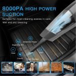 ⁦مكنسة كهربائية محمولة لاسلكية للسيارة والمنزل قابلة لإعادة الشحن 7.4V - 2000mAh - 10000Pa / موديل JY006⁩ - الصورة ⁦6⁩