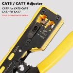 ⁦أداة تجعيد كابل مع قاطع أسلاك مدمج بها - RJ45 - CAT5 - CAT6 - CAT7  / موديلHT-7088 - لون اصفر⁩ - الصورة ⁦6⁩
