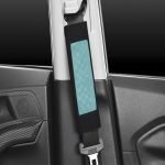 2 pieces of car seat belt cover made of velor, suitable for all cars / Model GTC300  - Turquoise * Black Color - Image 2