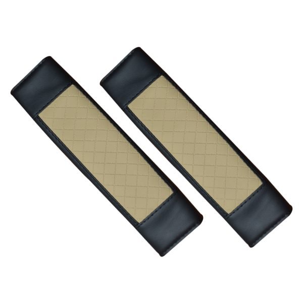 2 pieces of leather car seat belt cover, suitable for all cars / Model GTC200 - Beaje * Black Color