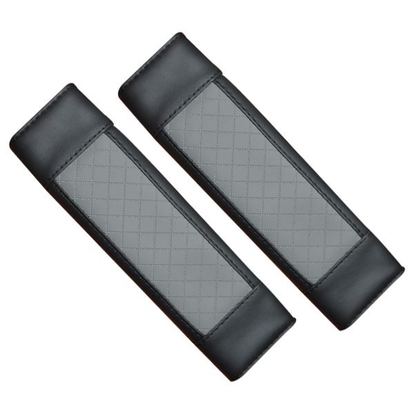 2 pieces of leather car seat belt cover, suitable for all cars / Model GTC200 - Grey * Black Color