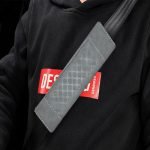 2 pieces of car seat belt cover made of velor, suitable for all cars / Model GTC300  - Grey Color - Image 2