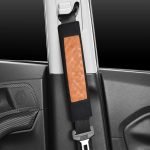 2 pieces of car seat belt cover made of velor, suitable for all cars / Model GTC300  - Brown * Black color - Image 3