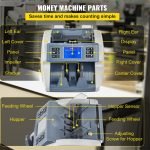 Mixed money Counting sorting and counterfeit detection machine (dollar - euro - Chinese yuan - Kuwaiti dinar) / Model XHL-5817 - Image 3