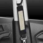 2 pieces of car seat belt cover made of velor, suitable for all cars / Model GTC300  - Beaje * Black Color - Image 3