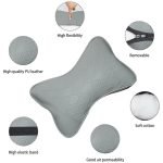 2 Pieces Head and Neck Rest Made of High Quality Leather - Model AM-06 / Grey Color - Image 4
