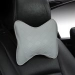 2 Pieces Head and Neck Rest Made of High Quality Leather - Model AM-06 / Grey Color - Image 3
