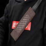 2 pieces of car seat belt cover made of velor, suitable for all cars / Model GTC300  - Brown Color - Image 3