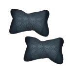 2 Pieces Head and Neck Rest Made of High Quality Leather - Model AM-06 / Black Color