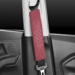 2 pieces of car seat belt cover made of velor, suitable for all cars / Model GTC300  - Red Color - Image 2