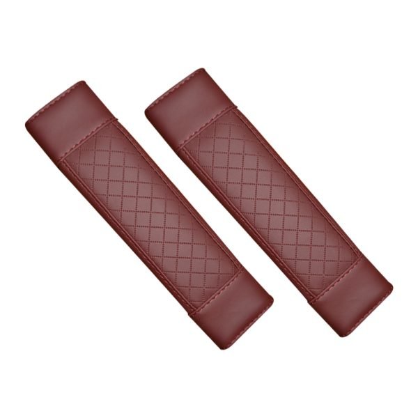 2 pieces of leather car seat belt cover, suitable for all cars / Model GTC200 - Dark Red Color
