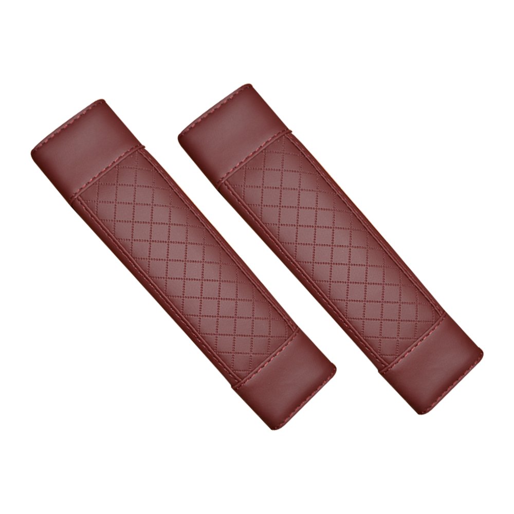 sadjhkasjkdhjkashdk 2 pieces of leather car seat belt cover, suitable for all cars / Model GTC200 - Dark Red Color - Image 1