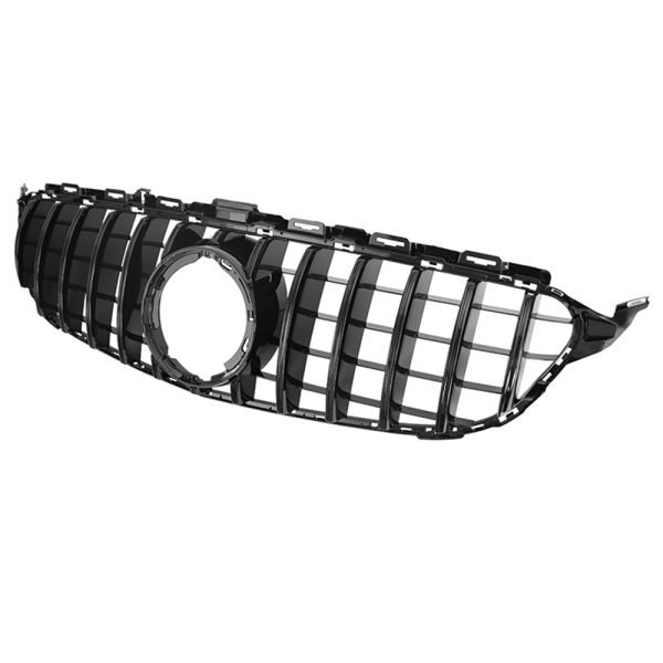 Car front grille compatible with Mercedes CW205 Model 2019-2021 GT With Camera Hole / Black Color