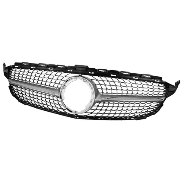 Car front grille compatible with Mercedes CW205 Model 2019-2021 Without Camera Hole / Diamond Chrome Color